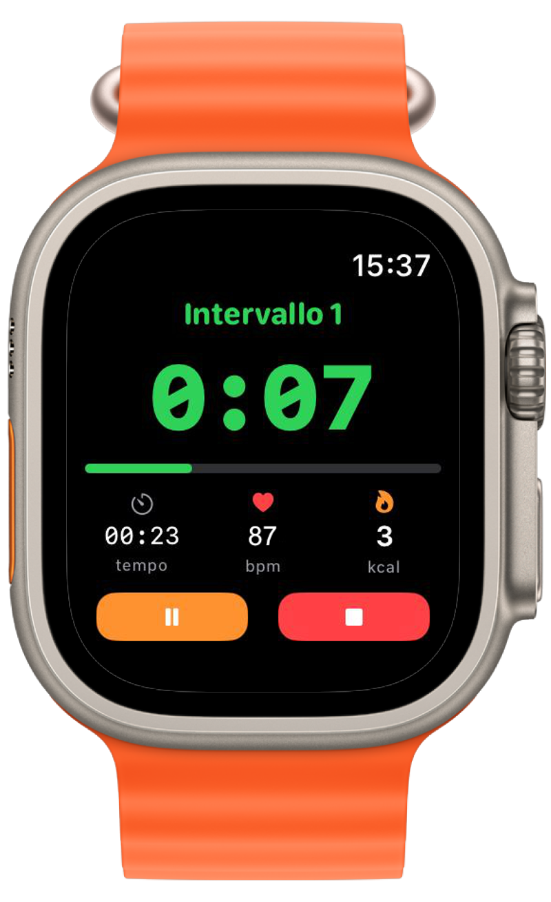 CueMe Fit su Apple Watch, allenamento in corso