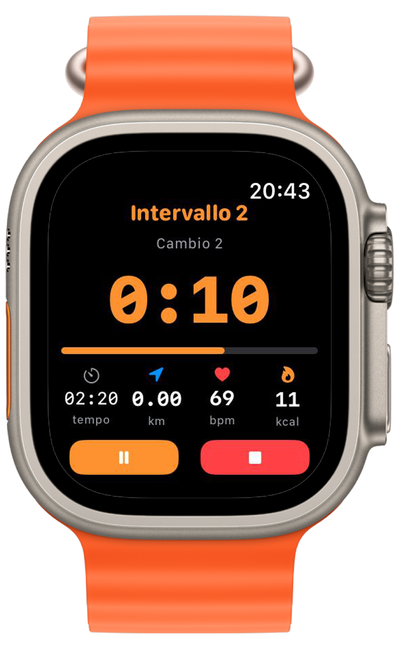 CueMe Fit su Apple Watch, intervallo di recupero