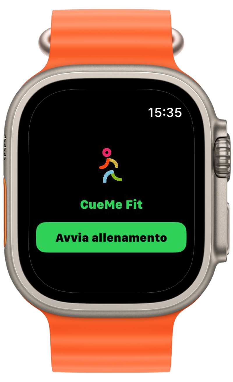 CueMe Fit su Apple Watch, schermata di avvio
